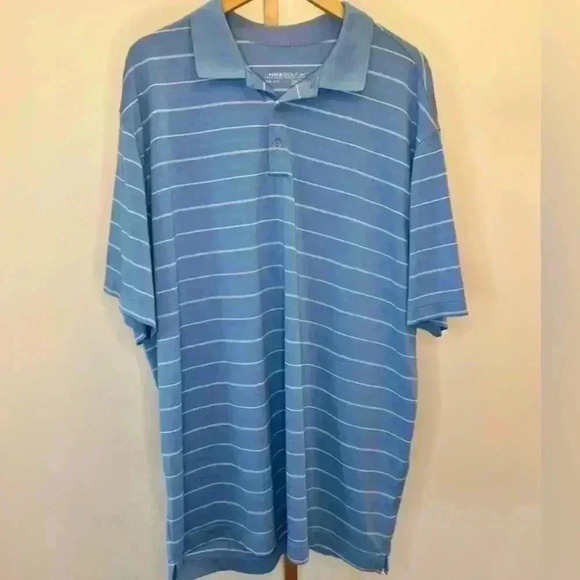 Nike Golf Polo Shirt Men's XXL Blue Striped Dri-Fit Short Sleeve - Picture 1 of 8